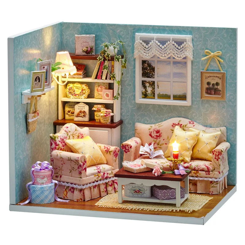 

DIY Handmake Wooden Dollhouse Miniature Kit Reunion with Happiness Cute Bedroom Furniture Model Girl Doll House Room Box