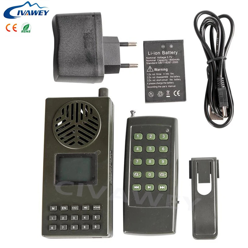 

80-120m controller speaker 1800mah battery 130dB led display 157 sounds hunting MP3 bird caller decoy bird caller duck decoy