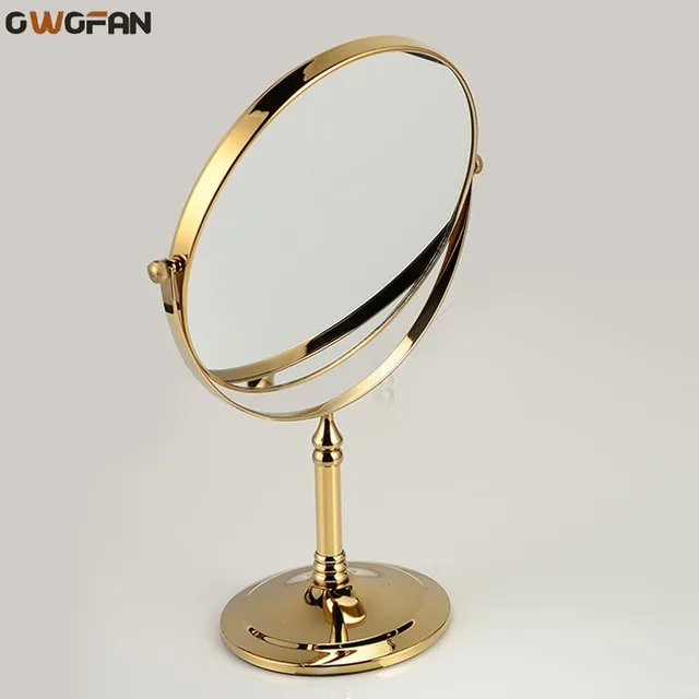 OWOFAN Bath Mirrors 8 Inch Spinning Gold Bathroom Mirror Magnifying