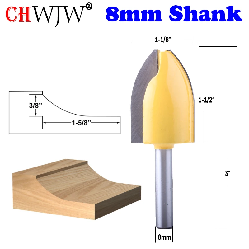 CHWJW 1pc 8mm Shank Cove Vertical Raised Panel Router Bit Woodworking cutter Tenon Cutter for Woodw
