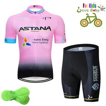 

2019 Astana Children's Summer Cycling Shirt Set Boys Clothes Bike Shorts Kids Team Sets Bicycle Cycling Clothing