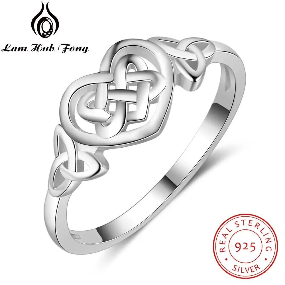 Селтикс стиль 925 пробы Серебряное плетеное кольцо в форме сердца для женщин S925 серебро романтичные Свадебные кольца Подарки для влюбленных(Lam Hub Fong