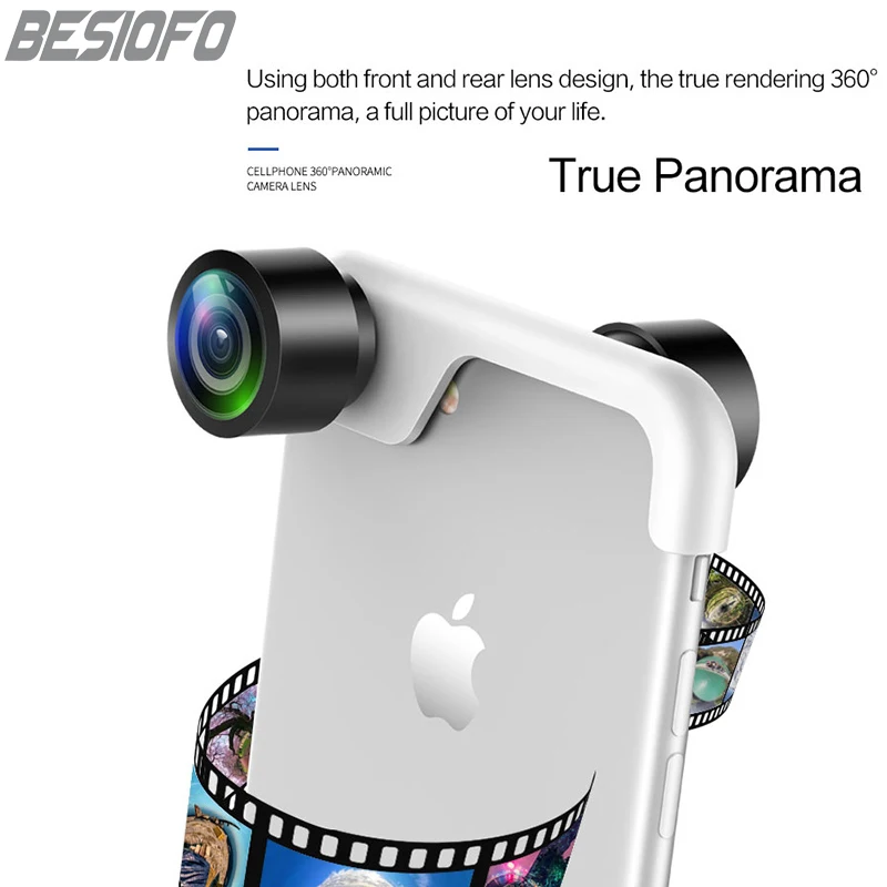 

Original Cellphone 360 Panoramic Camera Lens 2 Pcs Phones Lens True Panorama Phone Panorama Shot Lens For IPhone 7 8 X Panoclip