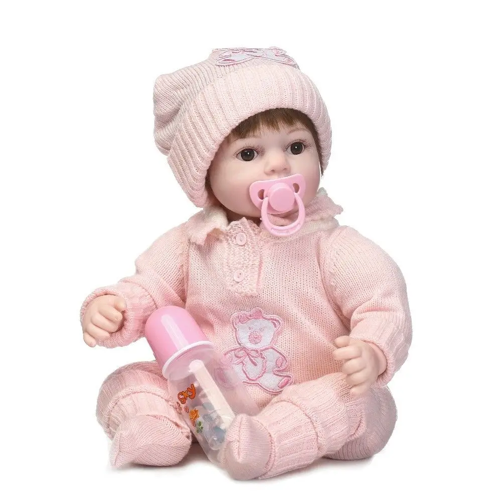 20 "Reborn Baby Dolls виниловая силиконовая Одежда для новорожденных девочек ручной работы Одежда для куклы Розовая Американская Девочка Кукла