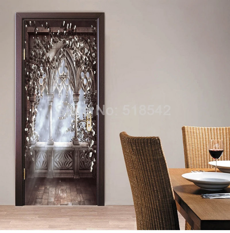 Европейский Стиль римская колонна 3D наклейка на дверь обои креативные DIY наклейки на стену спальни гостиной домашний декор двери Фреска плакат