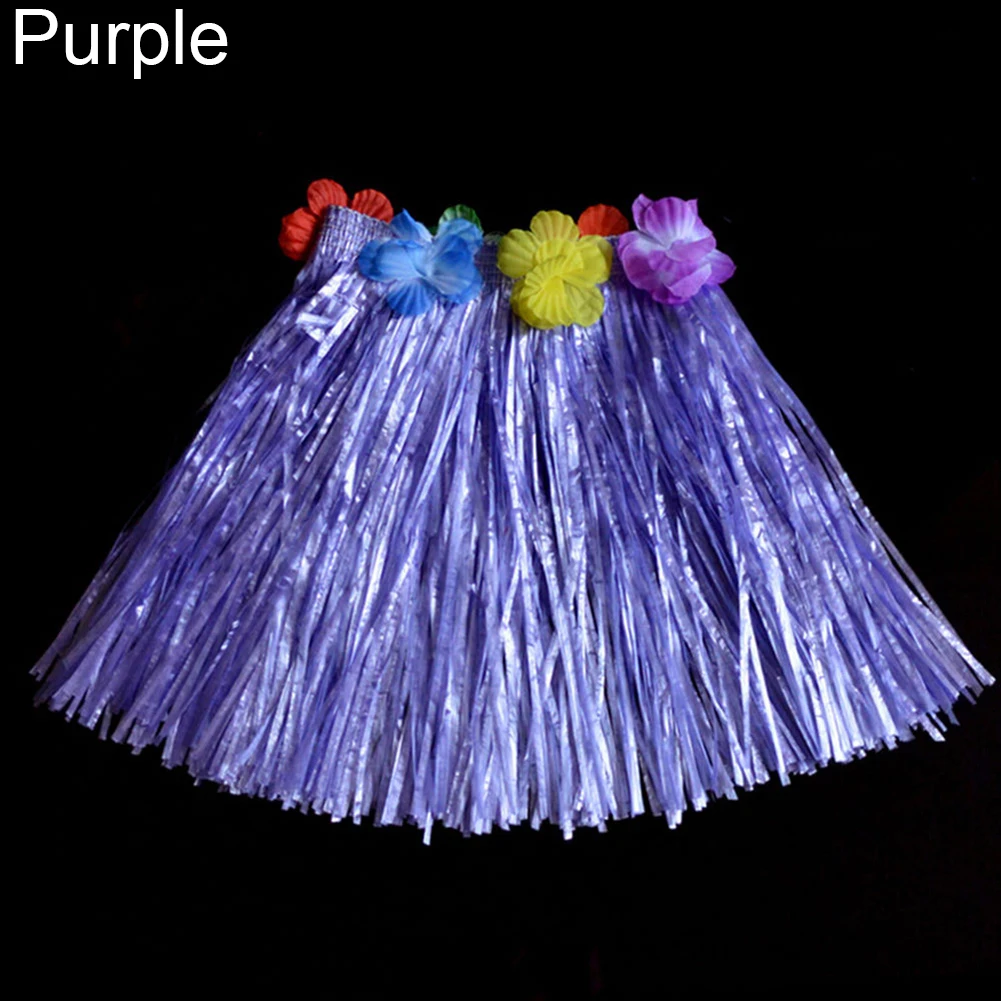 Kids Boys Girls Hawaiian Hula Grass Beach Elastic Skirt Flower Party Hot Dress U
