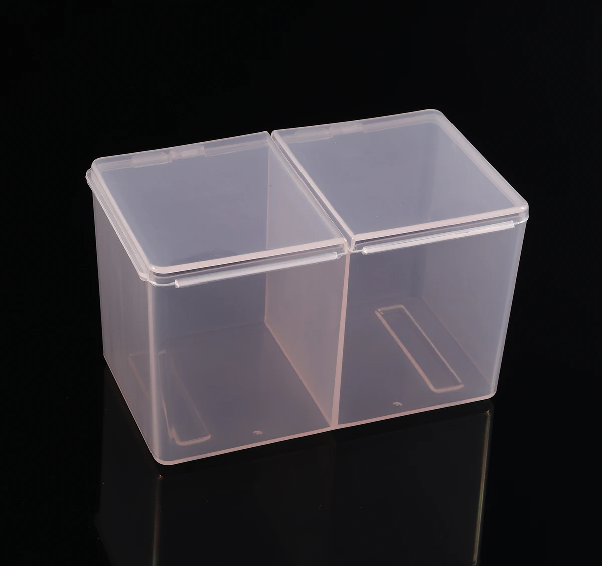 Monja, 2 отделения, прозрачный контейнер для удаления ватных палочек, инструмент для дизайна ногтей, ватные палочки, органайзер, коробка для хранения блестящей пудры - Цвет: pink