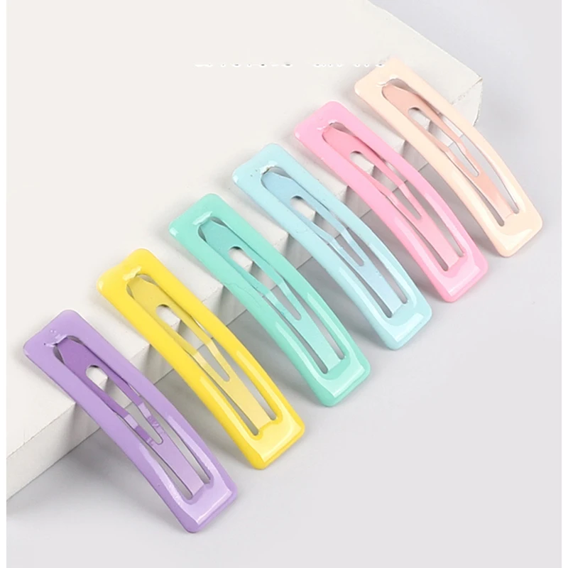 

1Set New Korea Girls Hair Clips Macaron Solid Color Glaze Barrettes Geometric Rectangle Hairpins Hair Accessories