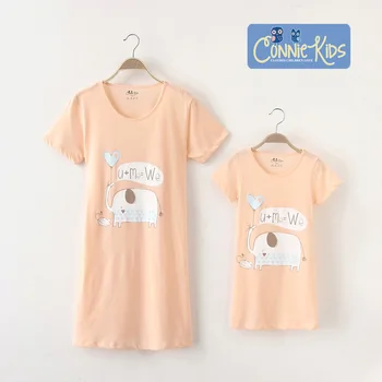 

Mother Daughter Dresses Pajamas Mother and Girl Dresses Kids Summer Long T Shirt Parent-child Outfits Clothes Loose Family Tees