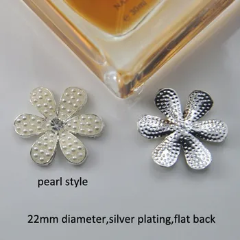 

(M0731) 22mm dimeter rhinestone embellishment ,flower shape, or light rose ,crystal or Imitation pearl style