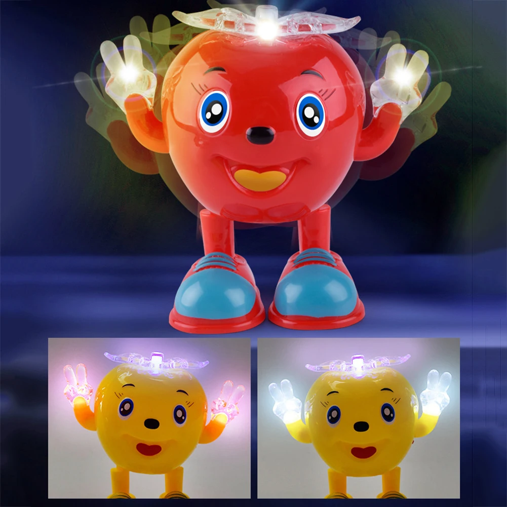 Cute Electric Toy Dancing Lightining Apple Robot with LED Flashing Music Kids Interactive Toys for children brinquedos juguetes