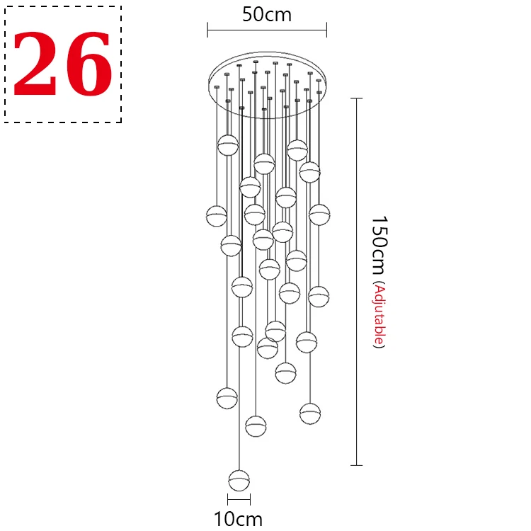 Современный хрустальный стеклянный шар светодиодный подвесной светильник светильники несколько лестничные светильники бар подвесной светильник для отеля Вилла Дуплекс квартиры - Цвет корпуса: 26 Balls Round