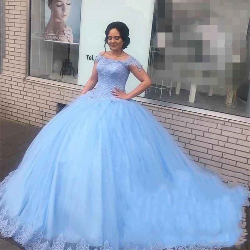 light blue sweet 15 dresses