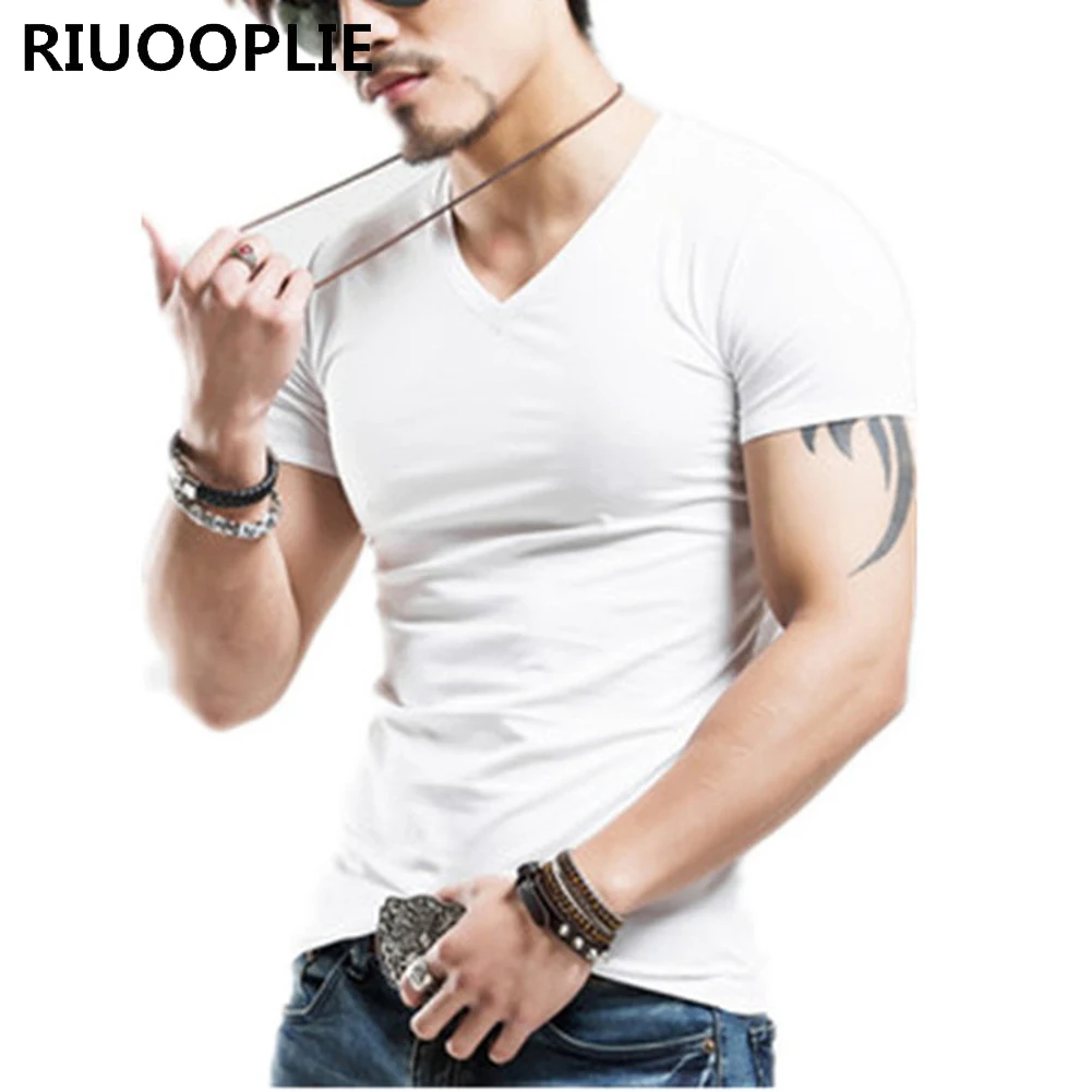 RIUOOPLIE мужские сексуальные топы с v-образным вырезом и коротким рукавом модные