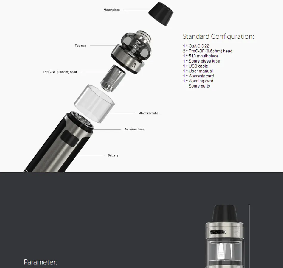 Joyetech CuAIO D22 стартовый комплект встроенный аккумулятор 1500 мАч 3,5 мл/2 мл емкость бака электронная сигарета Vape Vs Ego Aio D22 комплект оригинальной сигареты