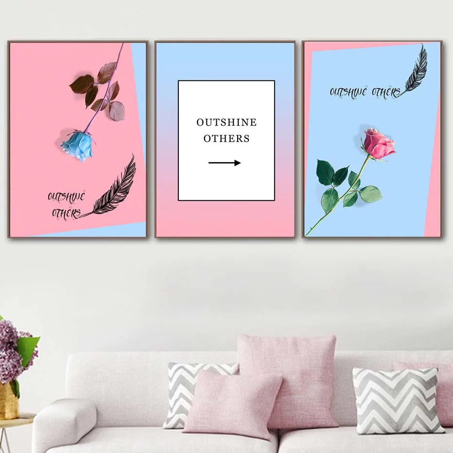 Scandinavian-Style-Blue-Red-Rose-Flower-Wall-Art-Canvas-Painting-Posters-And-Prints-Nordic-Art-Pictures