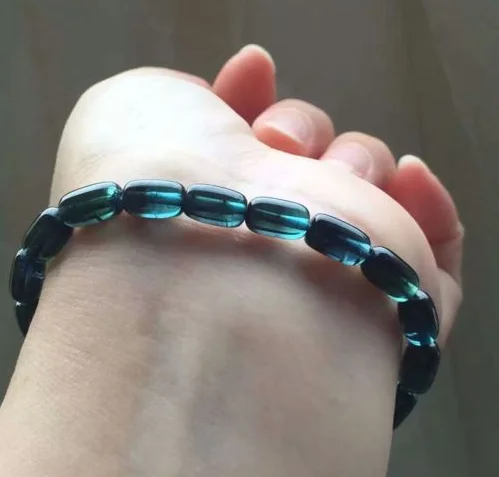

Top Quality Natural Blue Tourmaline Crystal Beads Bracelet AAAAA