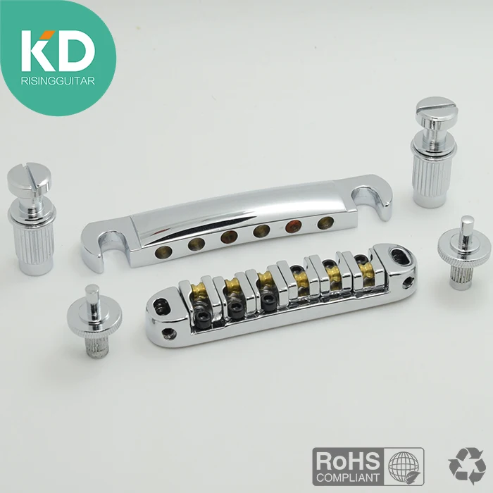 

1 Set Electric Guitar Bridge Tune-O-Matic Guitar Bridge and Tail piece Chrome for LP Guitar Replacement