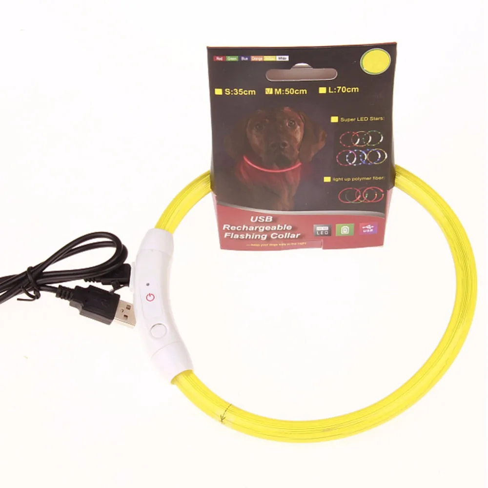 

LED Light Flashing Glow Pet Puppy Dog Night Safety Rubber Collar Rechargeable Multicolor Collars