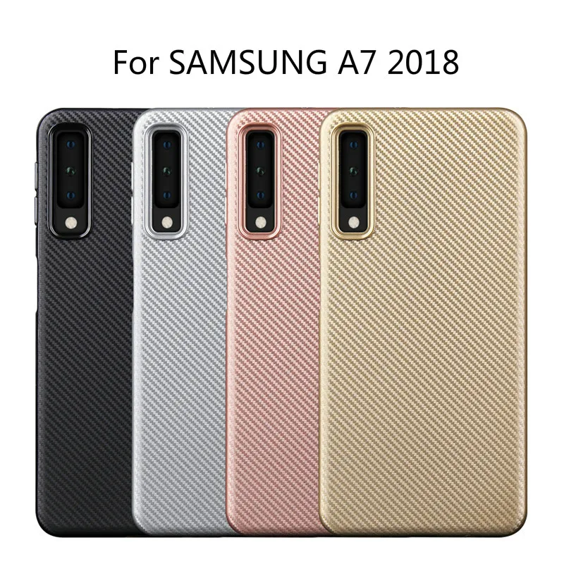 

Scrub Carbon Fiber Cover Phone Case For Samsung Galaxy A7 2018 A750 Case Solf TPU Silicone For Samsung Galaxy A7 2018 Funda Capa