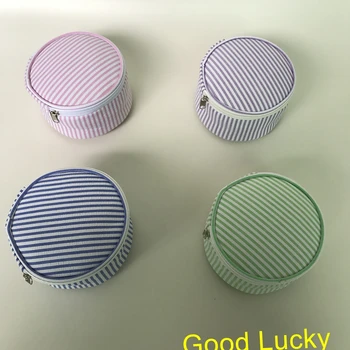 

30pcs/lot Wholesale Factory price beautiful new design round seersucker makeup bag multifunction cosmetic bag