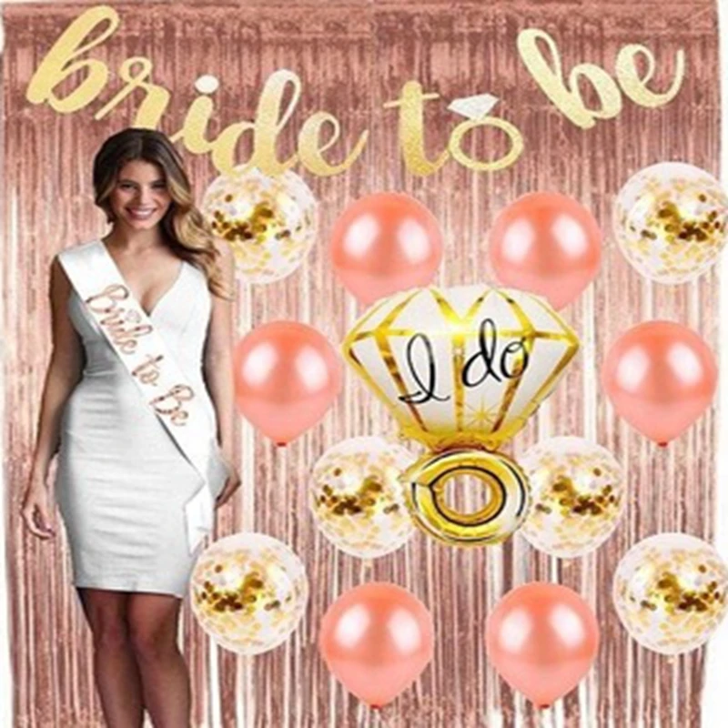 

Rose Gold Bachelorette Party Kit Bridal Shower Decorations Set Wedding Garter Veil Sash Girl Hen Night Bridal Shower