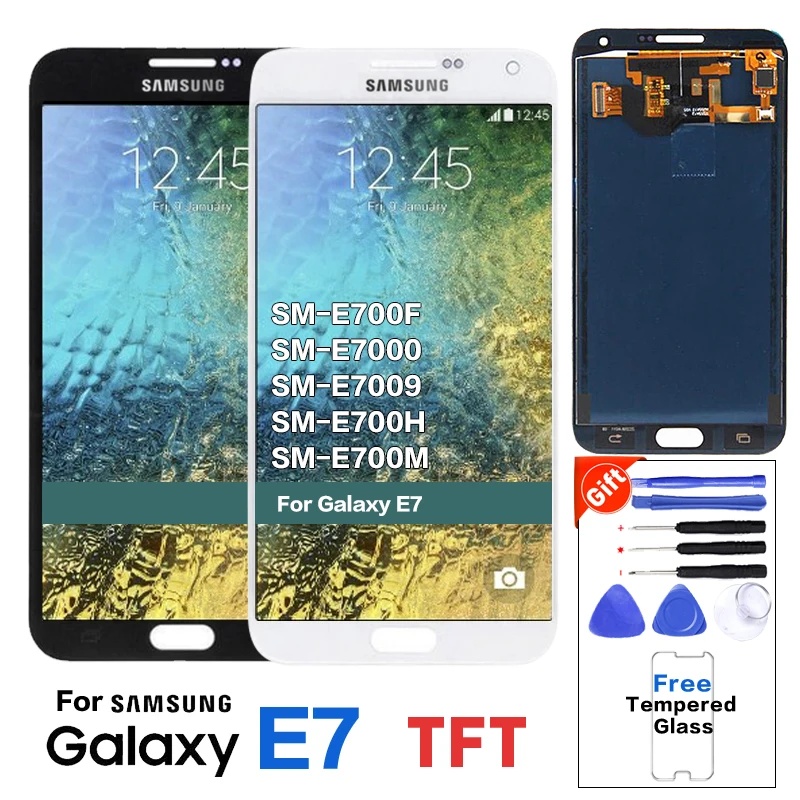 TFT ЖК-дисплей для SAMSUNG Galaxy E7 ЖК-дисплей сенсорный экран для Galaxy E7 E700 E700M E700F E700H ЖК-дисплей Яркость можно регулировать