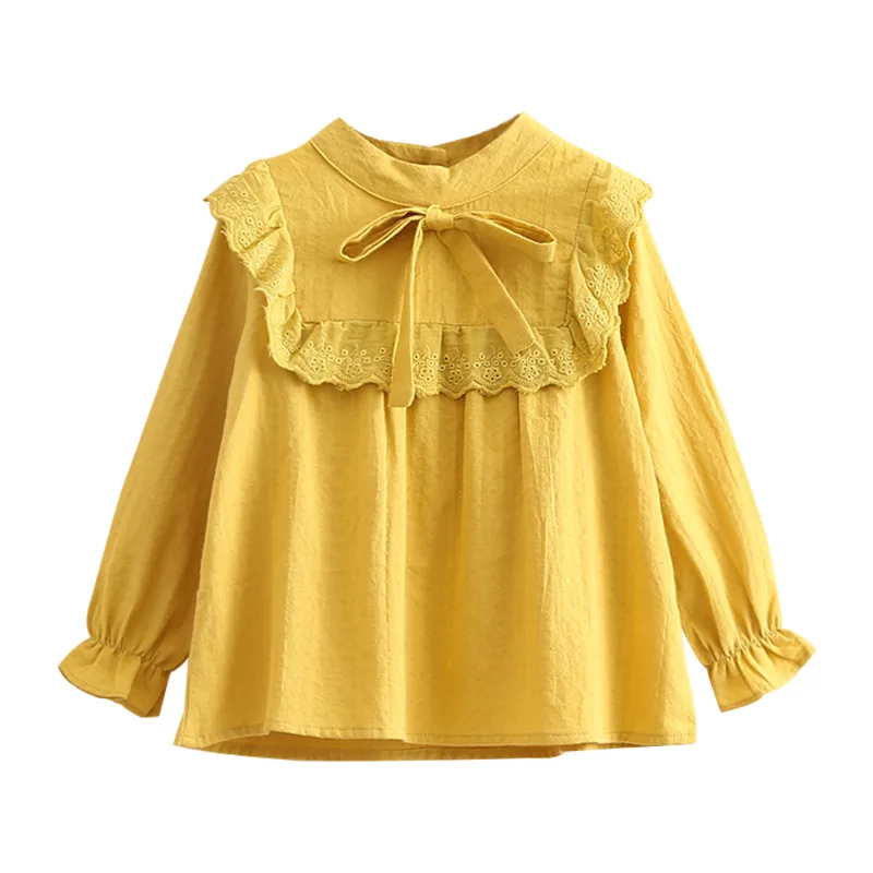 

Cotton Blouse For Girls 2018 Autumn Spring 2 3 4 5 6 7 8 9 10 Years Child Long Sleeve Kids Baby Girl Solid Blouses Bow Shirts