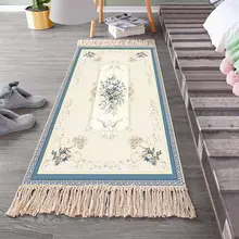 Европейский классический китайский хлопок и лен тканный ковер длинная прикроватная тумбочка для спальни одеяло прямоугольный пол журнальный столик коврик для дома