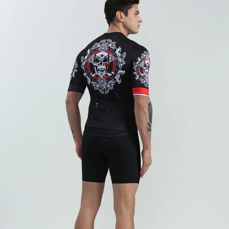 BOESTALK ghost mask cycling suit 2019 summer men short sleeve cycling Jersey+bib shorts roupa ciclismo feminina bike clothing