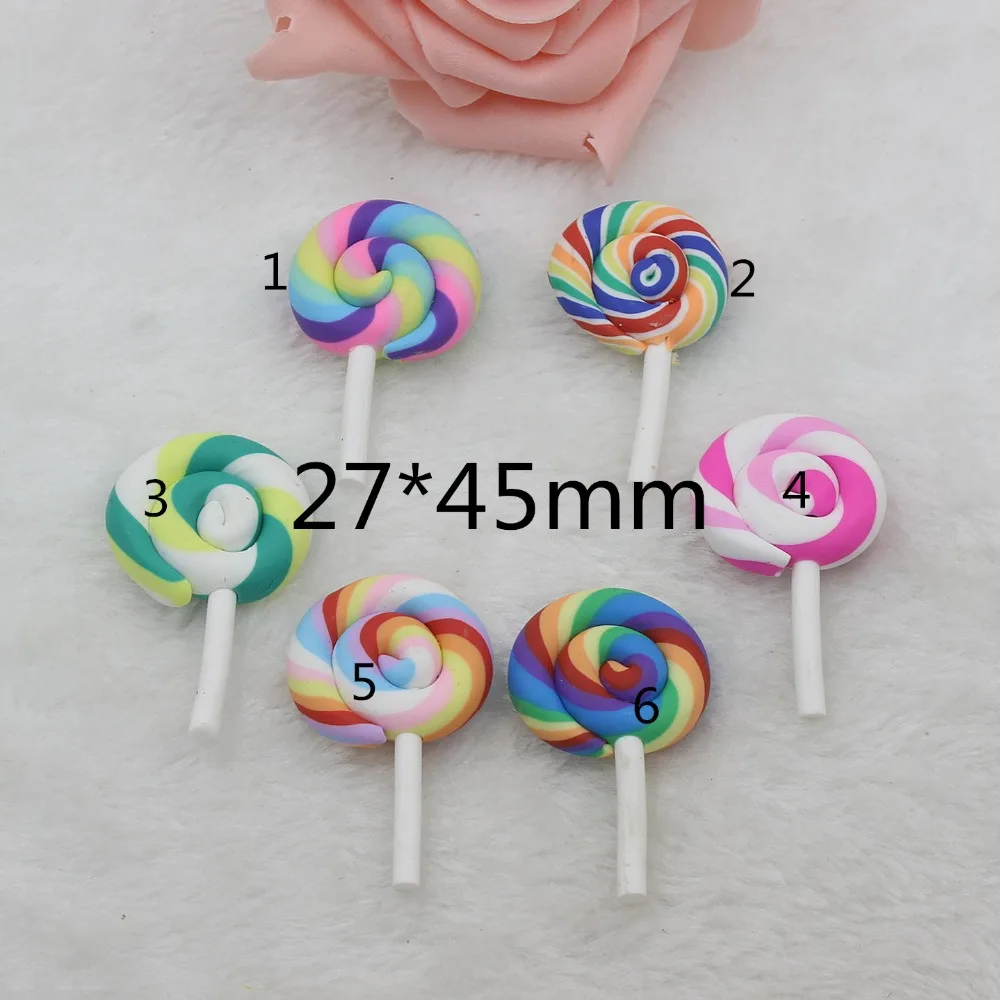 

20pcs/lot kawaii ploymer clay lollipop for kids phonecase mix colors about 27*45MM