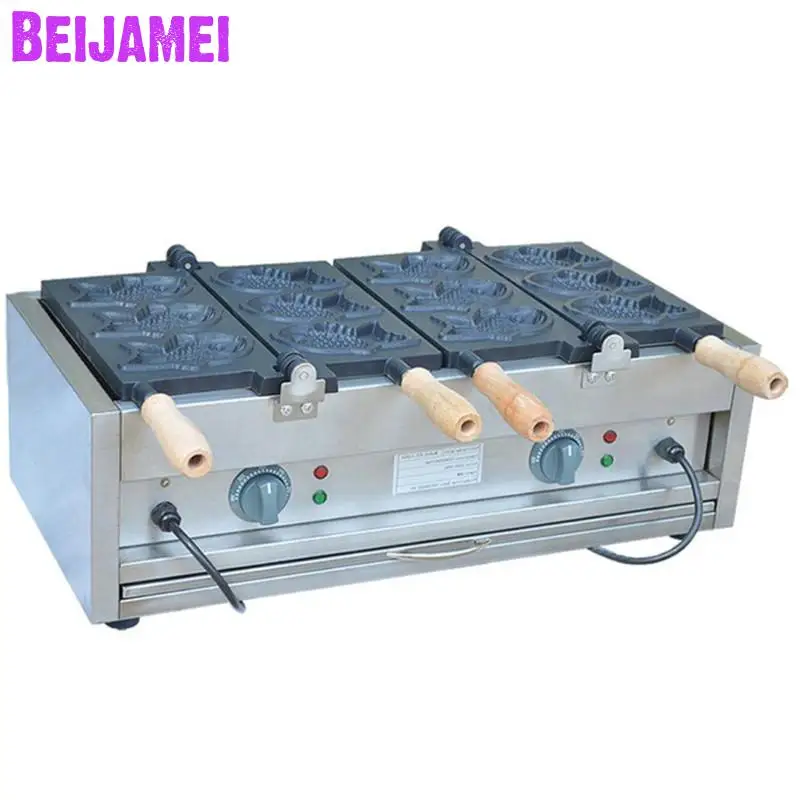

BEIJAMEI Commercial Non-sticky Electric Taiyaki Japanese Waffle Maker 110v 220v 6 Fishes Taiyaki waffle making machine