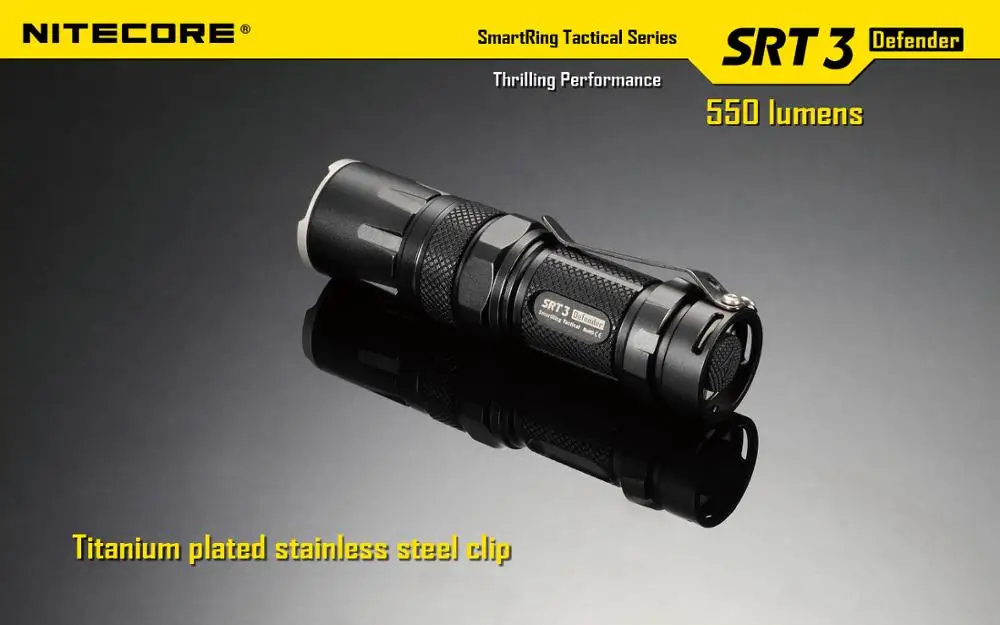 Цена NITECORE SRT3 550 люмен CREE XM-L2 T6 светодиодный тактический фонарь алюминиевый сплав водонепроницаемый фонарь Hiki