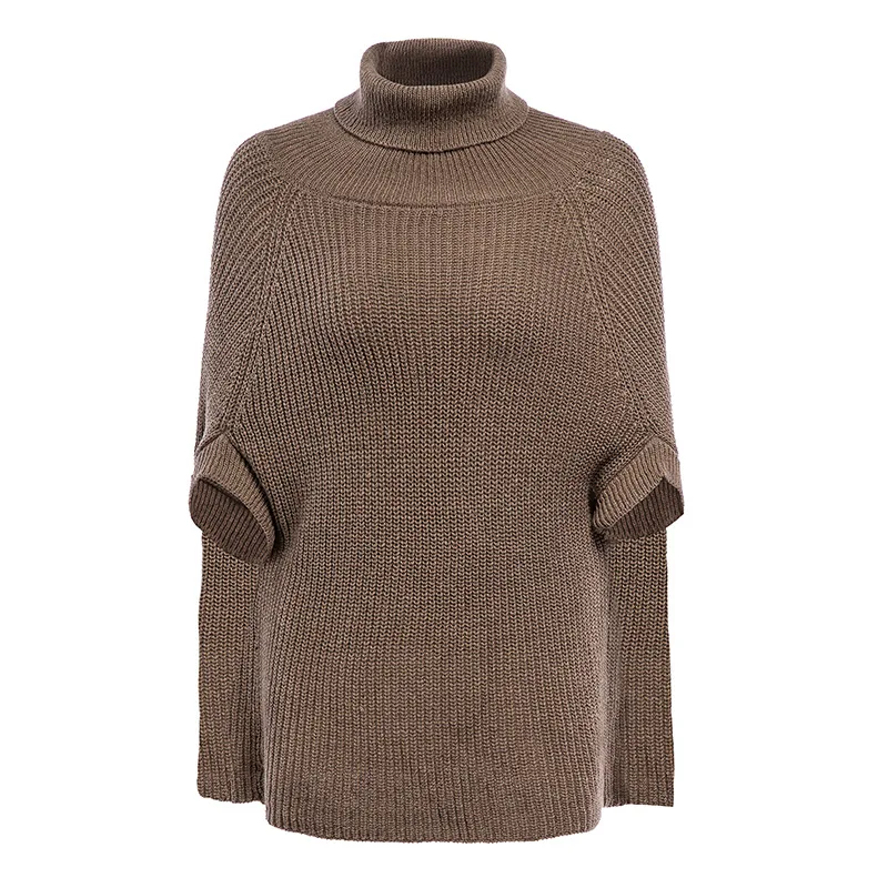 Autumn Winter Women Turtleneck Capes Casual Pullover Knitting Sweater Shawl Loose Plus size Solid color Poncho Coat cape femme Autumn Winter Women Turtleneck Capes Casual Pullover Knitting Sweater Shawl Loose Plus size Solid color Poncho Coat cape femme