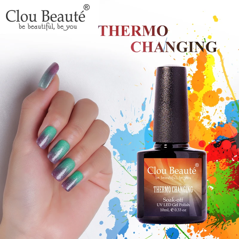 Гель лак для ногтей Clou Beaute термо меняющийся блестящий УФ/светодиодный|Гель