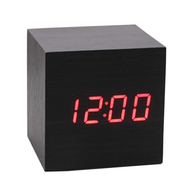 Мини-часы с деревянными звуками, новые современные деревянные цифровые светодиодные настольные часы с будильником, прикроватные настольные часы с календарем, настольный декор - Цвет: 13