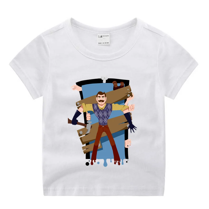 

Children Cartoon Movie Hello Neighbor Funny Cartoon Print T-shirt Kids Summer O-Neck Tops Boys & Girls T Shirt Baby Clothes