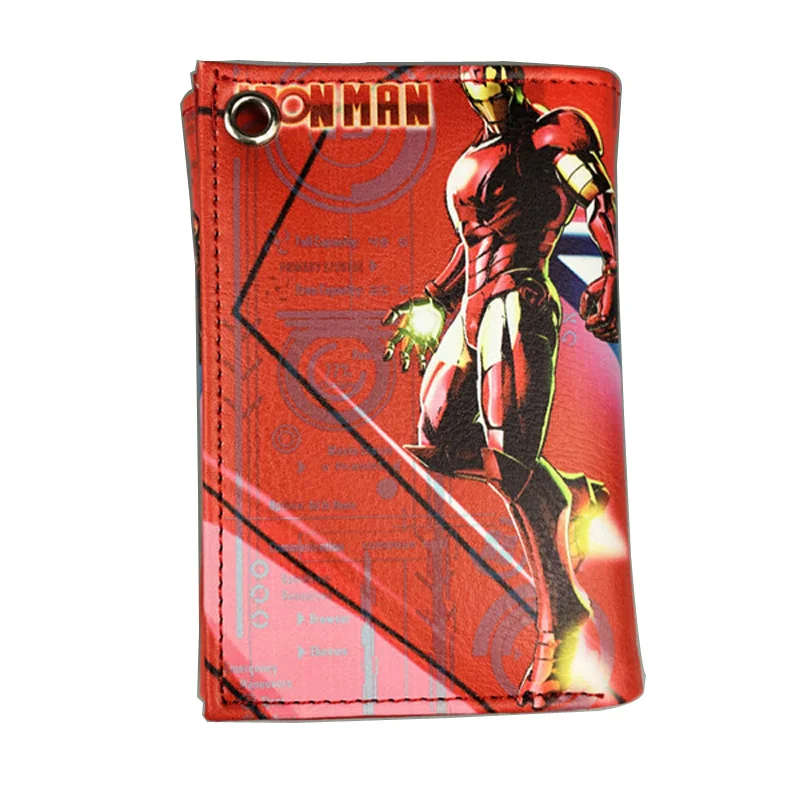 

Iron Man The Avengers Wallets Comics DC Marvel Bioworld Purse Anime Hero Print LOGO Money Bags Three Folded Leather Short Wallet
