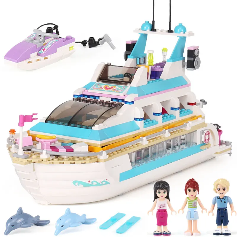 

618pcs Dolphin Cruiser Friends Boat Building Blocks Bricks Toys Enlighten For oyuncak Compatible Girl ship model