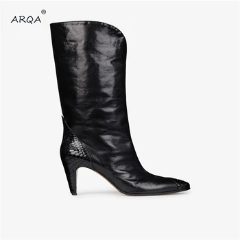 

2019 New Fashion Sexy Ladies Long Boots Pointed Shaped With the Boots Mixed Colors Catwalk Shoes Big Size 34-48