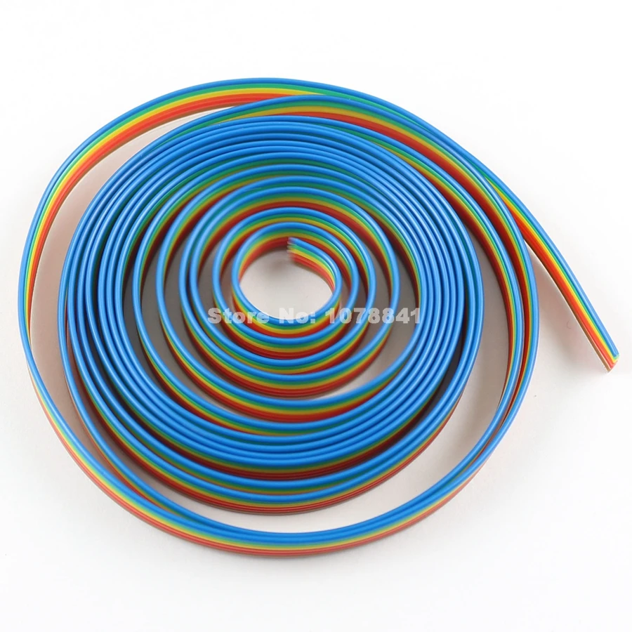 

2M Meter / 6.6FT 1.27mm Pitch 6 Way Wire Conductor Rainbow Color IDC Flat Ribbon Cable For 2.54mm FC Connector