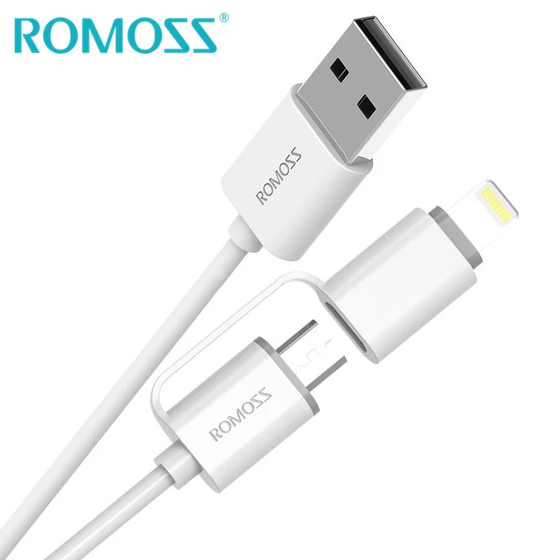 Оригинальный ROMOSS 2 в 1 Зарядка через usb кабель м 2A для iPhone 7 зарядки и синхронизации