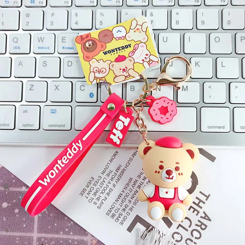 

2019 Cartoon Popobe Gloomy Bear Momo Vinyl plasitc Keychain Key Chain Bag Ornaments Pendant Kids Toys Doll Keyring
