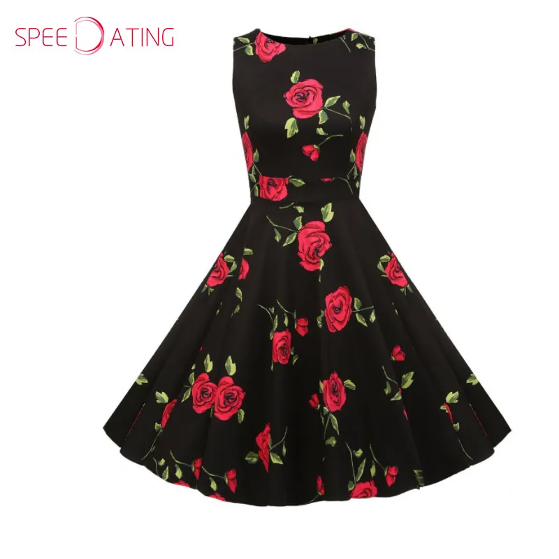 round neck floral printed skater dress