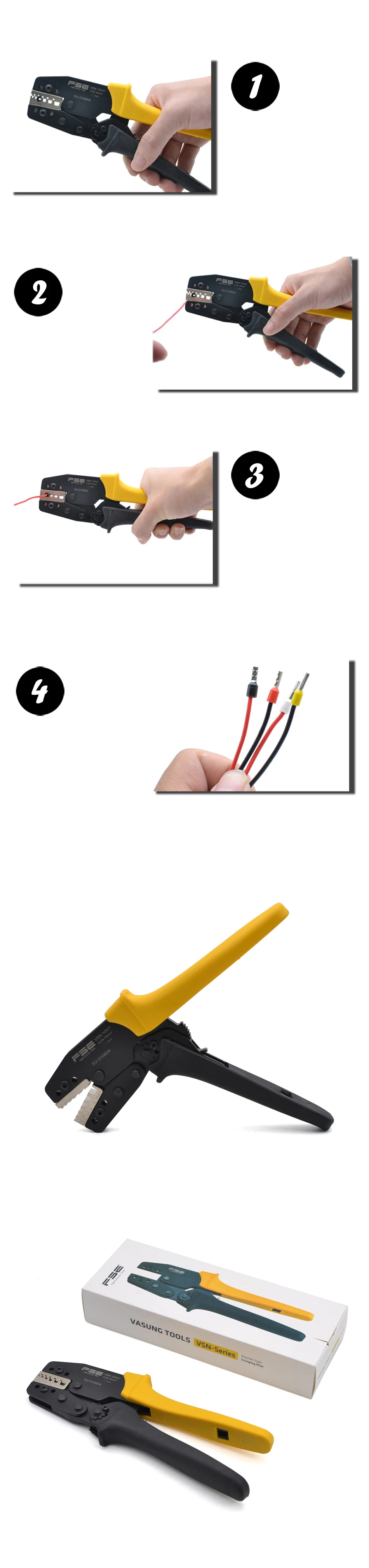 VSN-10WF-10 мм 23-7AWG высокое качество точность провода разъем обжимной щипцы для наращивания волос VE трубки Bootlace терминал инструмент 0,25 всн 10WF FSE