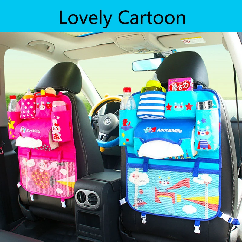 

Car Storage Bag Cartoon Universal Back Seat Organizer Box Felt Covers Backseat Holder Multi-Pockets Container Stowing Tidying