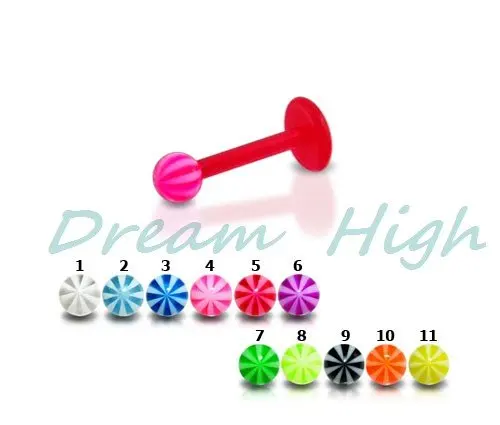 

Free Shipping UV Acrylic Lip piercing Labret Ring 100 pcs/lot Mixed color Promotional Gift