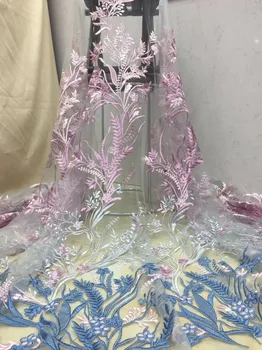 

Cyndi-5.1711 Hot selling african sequins lace fabric tessel fringel embroidered tulle mesh lace fabric