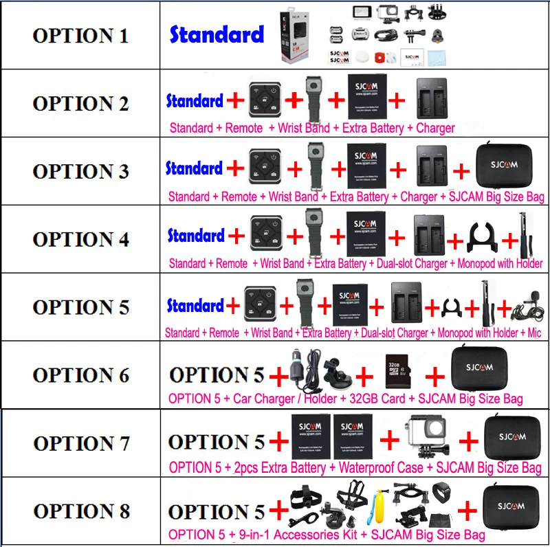 SJCAM SJ8 Pro& SJ8 Plus& SJ8 Air WiFi Пульт дистанционного управления шлем Спортивная Экшн-камера полный набор аксессуаров большая коробка- SJCAM