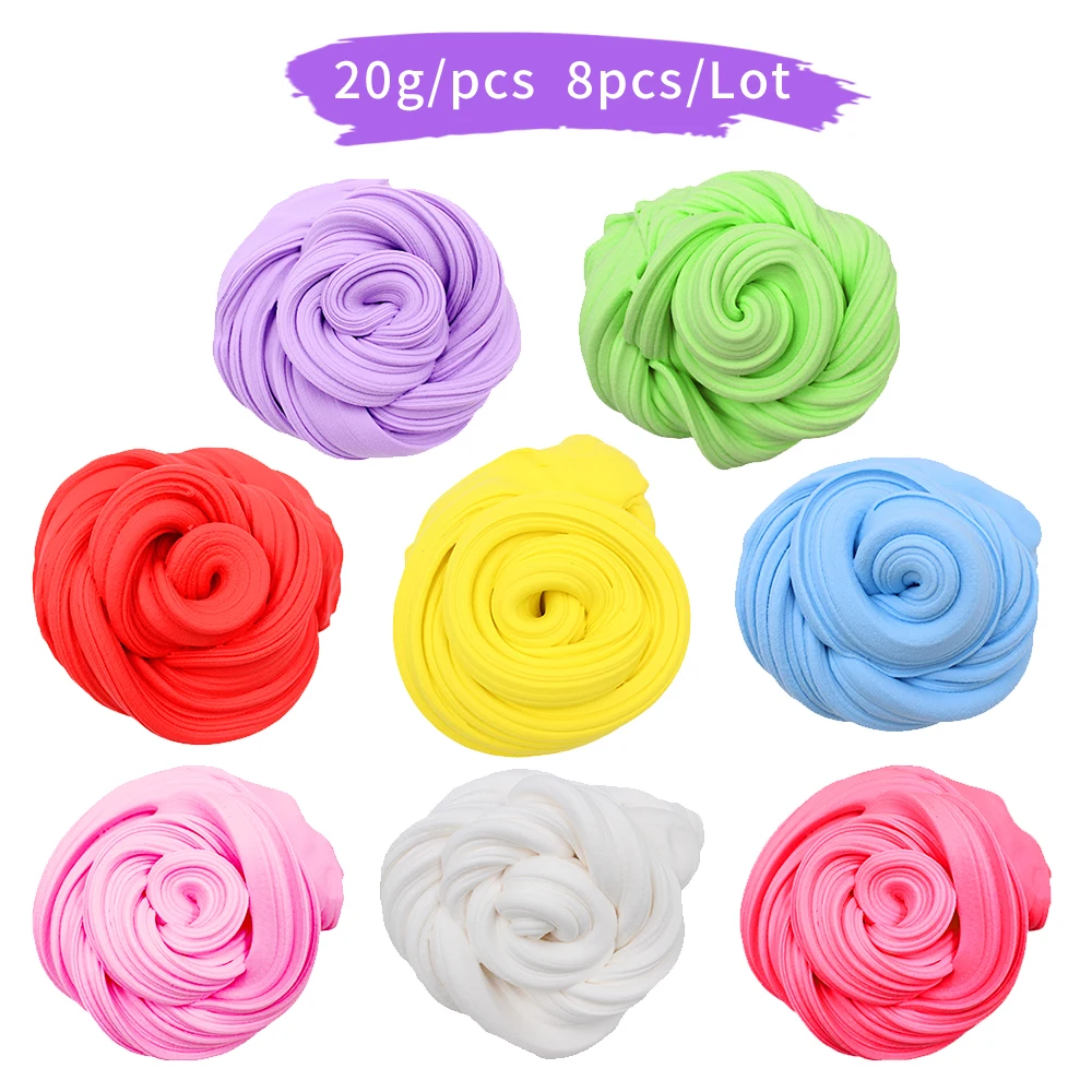 

8 PCS Light Clay Modeling Polymer Fluffy Slime Clay Sand Plasticine Rubber Mud Toys Color Slime
